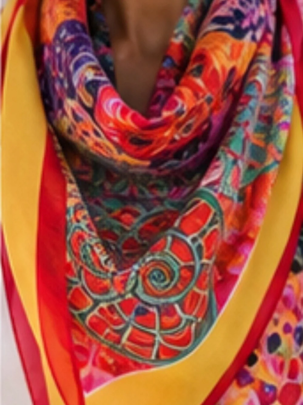 Silk Blend Statement Scarf 35% Silk 65%Viscose Colorful Paisley 66x35